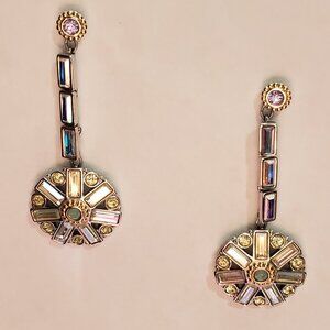 RARE Swarovski "Regency" Crystal Drop Earrings | Iridescent Floral Motif